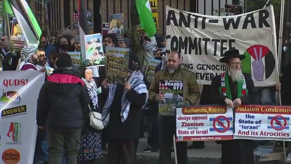 Dozens take part in Palestinian rally in downtown Chicago