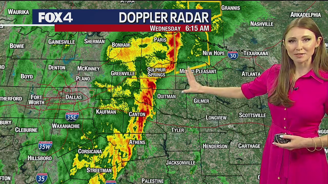 DFW Forecast: Thunderstorms move east, cool front follows