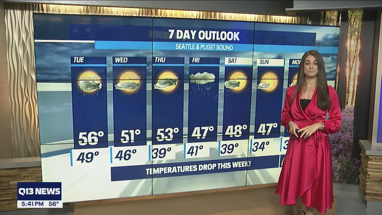 Cloudy with light and steady rain Monday evening