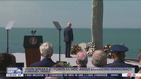 President Biden speaks at Pointe du Hoc about defending democracy