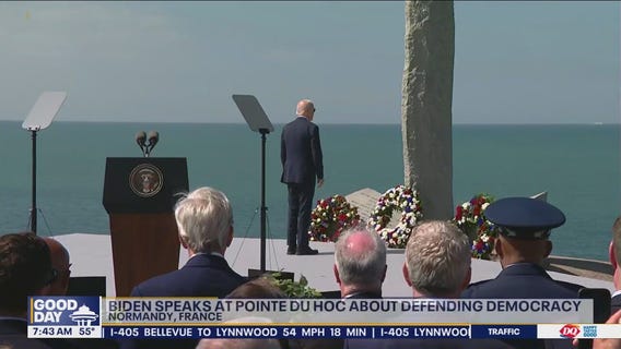 President Biden speaks at Pointe du Hoc about defending democracy