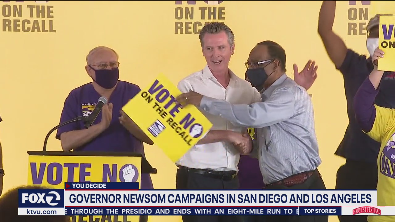 Newsom campaigns in San Diego and Los Angeles