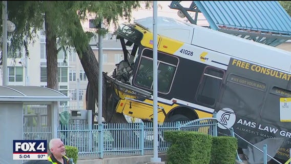 DART bus crashes at train station in Northeast Dallas