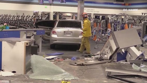 Car crashes into Crunch Gym in La Mirada