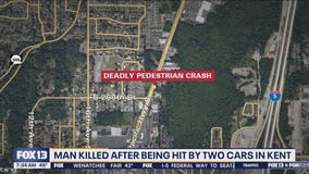 Man killed after being hit by two cars in Kent, WA