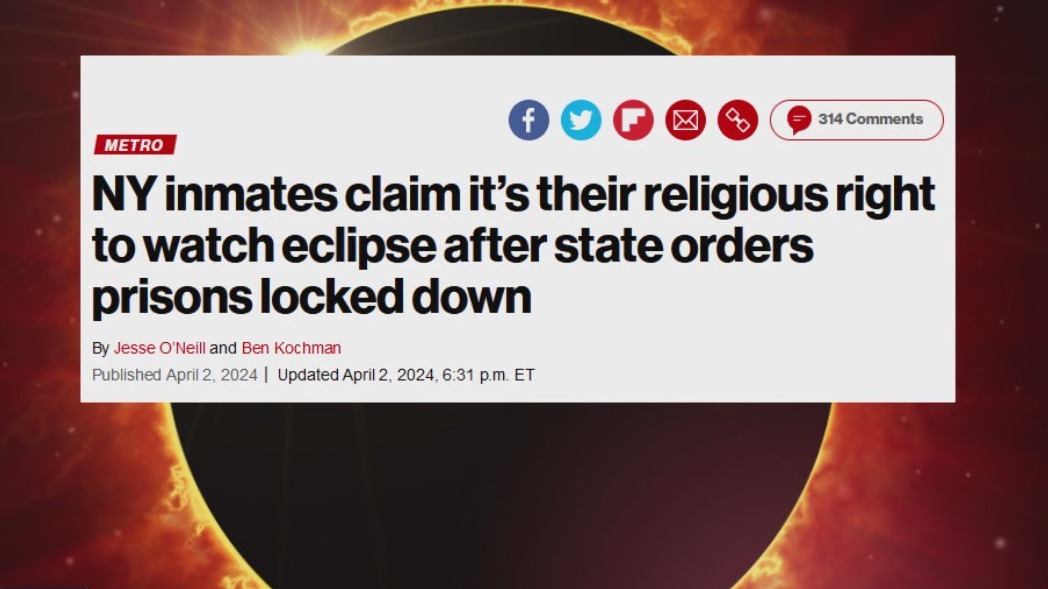 Inmates sue NY prison for eclipse viewing rights
