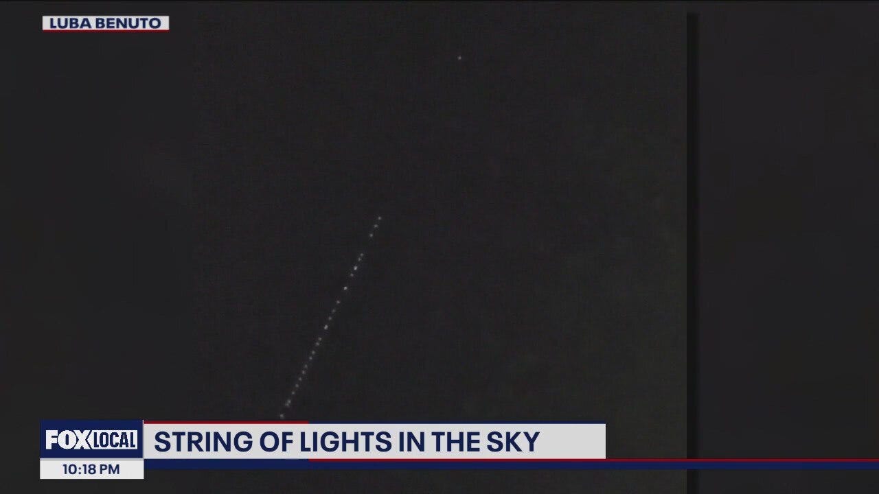 String of lights in the sky seen in Bay Area