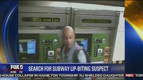 Man bites commuter's lip