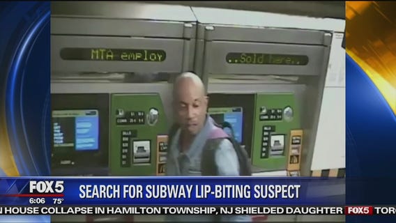 Man bites commuter's lip