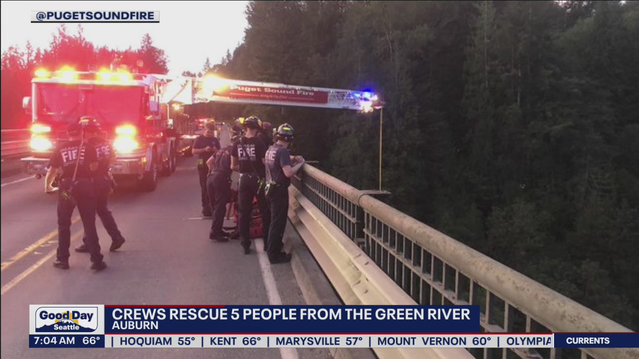 Crews rescue five people from the Green River