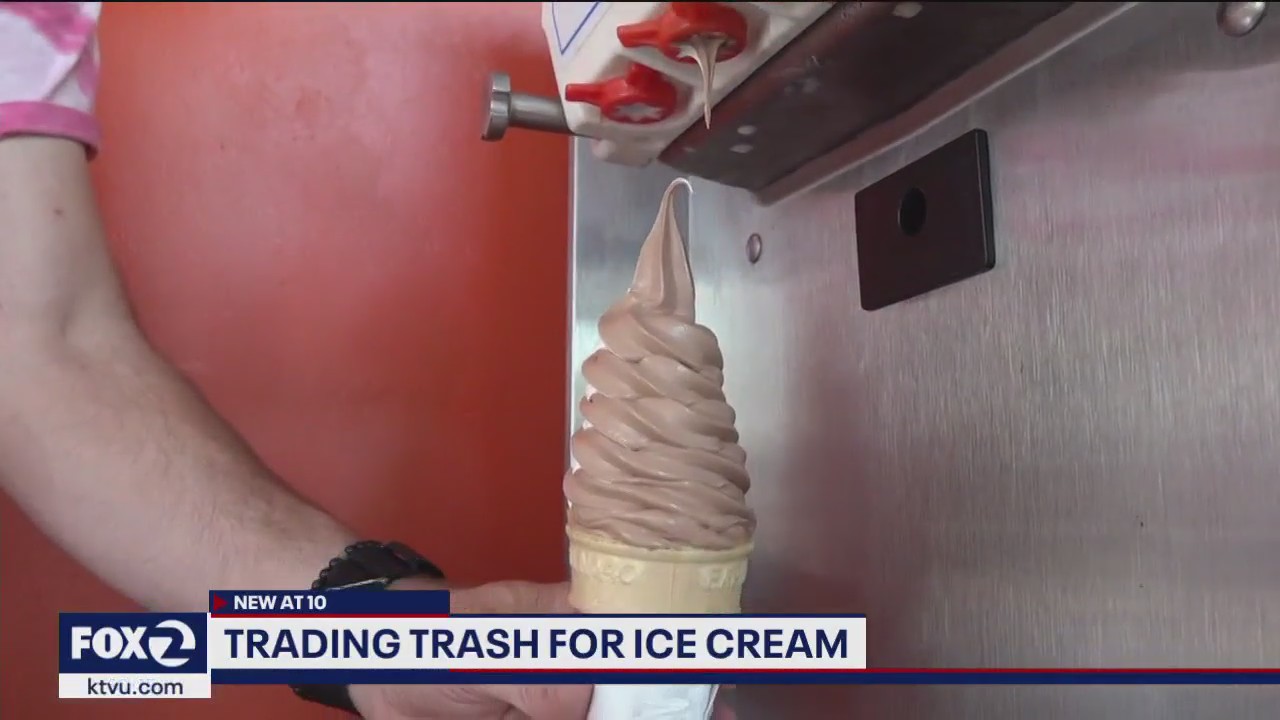 An Oakland ice cream shop is offering a sweet deal: a free ice cream for a bag of trash