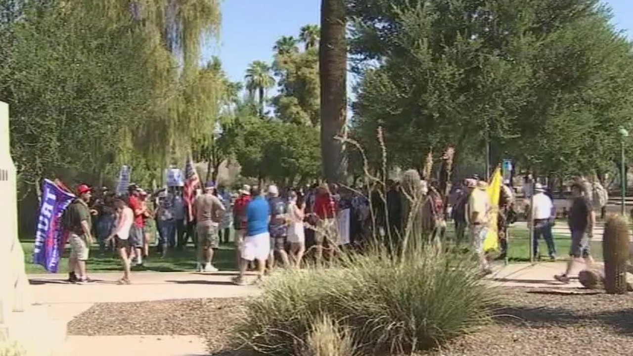 Group holds 'Freedom Rally' outside Arizona State Capitol on Labor Day