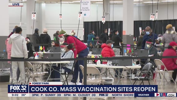 Cook County reopens three mass vaccination sites amid surge in Covid-19 cases