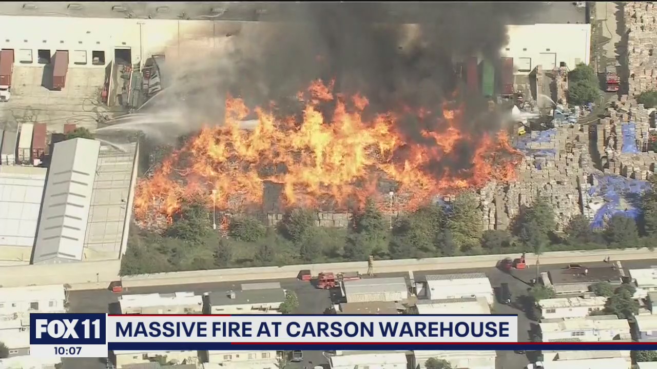 Massive fire engulfs warehouse carrying boxes of rubbing alcohol