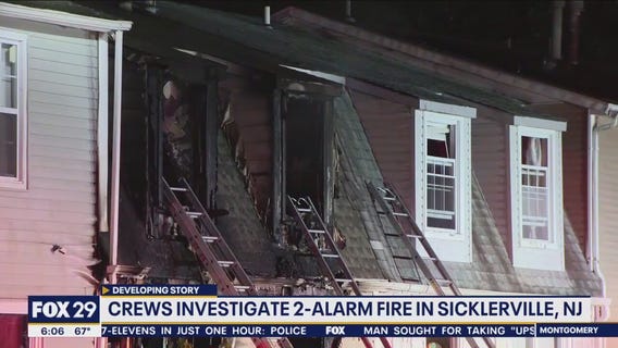 Crews investigating 2-alarm fire in Sicklerville