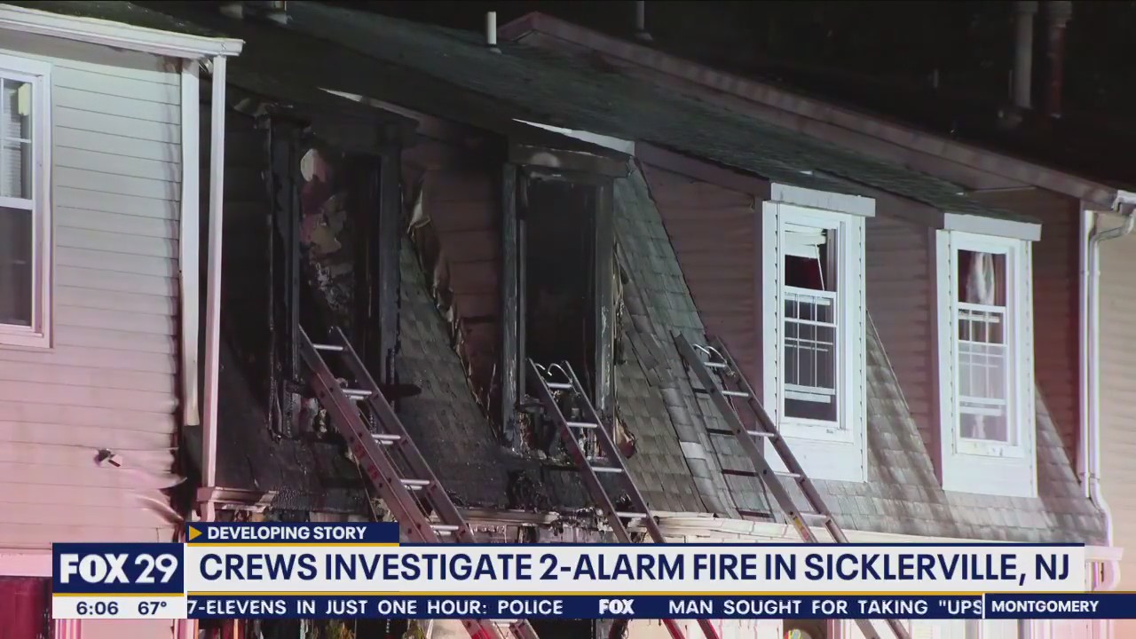 Crews investigating 2-alarm fire in Sicklerville