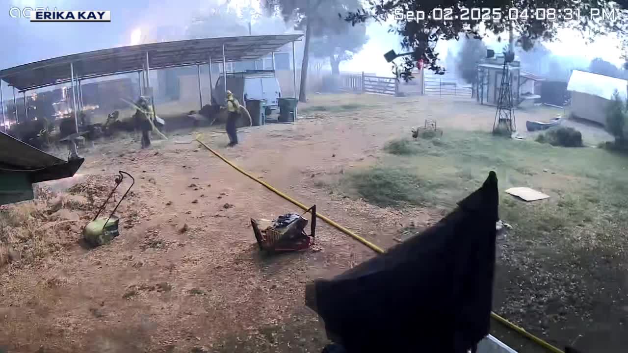 Video shows firefighters narrowly escaping disaster and ranch surviving Chinese Camp fire