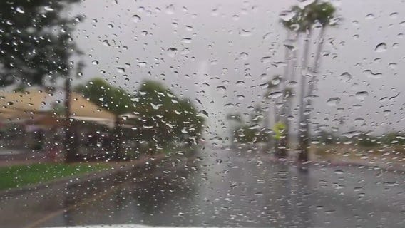 Rain falling across the Valley