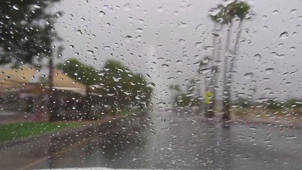 Rain falling across the Valley