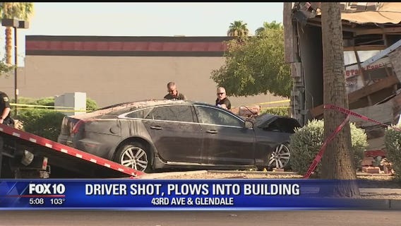 Man gets shot, plows into Glendale liquor store