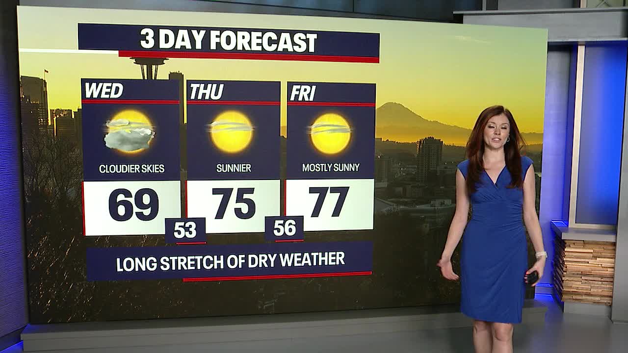 Seattle weather: Temperatures a few degrees cooler Wednesday