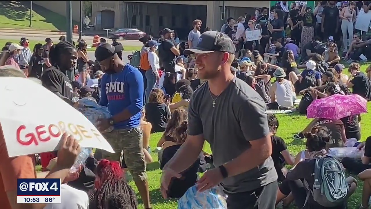 SMU football players, coaches attend Black Lives Matter protest