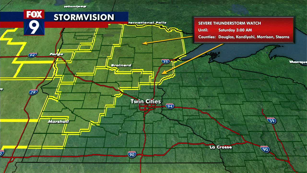 Severe thunderstorm watch for western and northern Minnesota