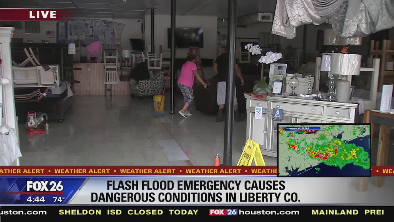 Flash flood emergency causes dangerous conditions in Liberty County