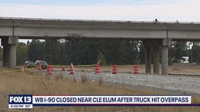 WB I-90 closed near Cle Elum after truck hits overpass