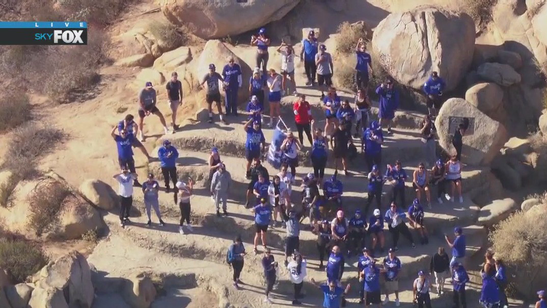 Dodger rally flag planted on Mt. Rubidoux