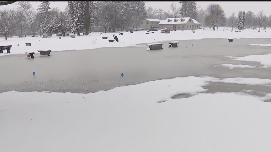 Some headstones completely underwater at Metro Detroit cemetery