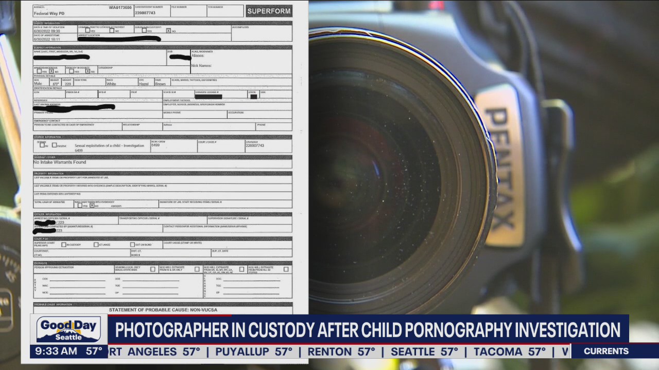 A Federal Way photographer is in custody after a child pornography investigation