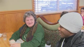 Chatting with folks at Princess Cafe in East Troy