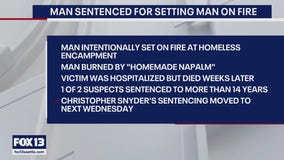 Man sentenced to over 14 years for deadly Olympia homeless camp fire