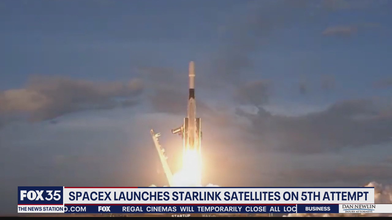 SpaceX launches Starlink satellites on fifth attempt