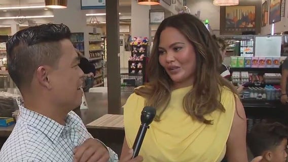 Chrissy Teigen meets with fans in Century City
