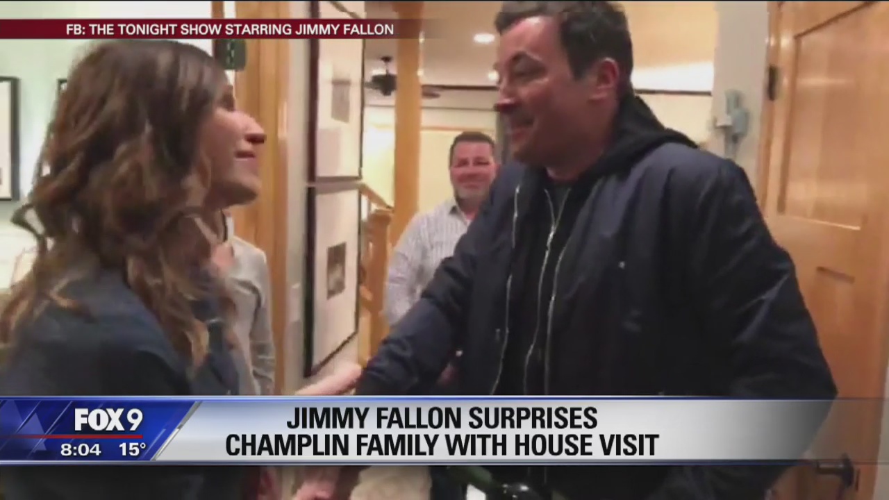 Jimmy Fallon surprises family in Champlin, Minnesota during Super Bowl