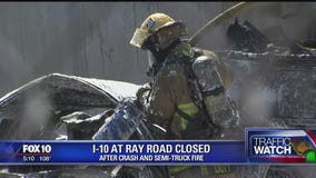 Interstate 10 westbound closed in Chandler for truck fire