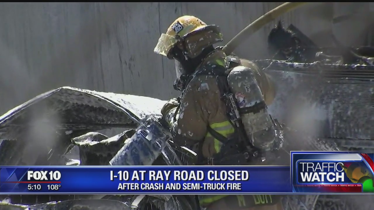 Interstate 10 westbound closed in Chandler for truck fire