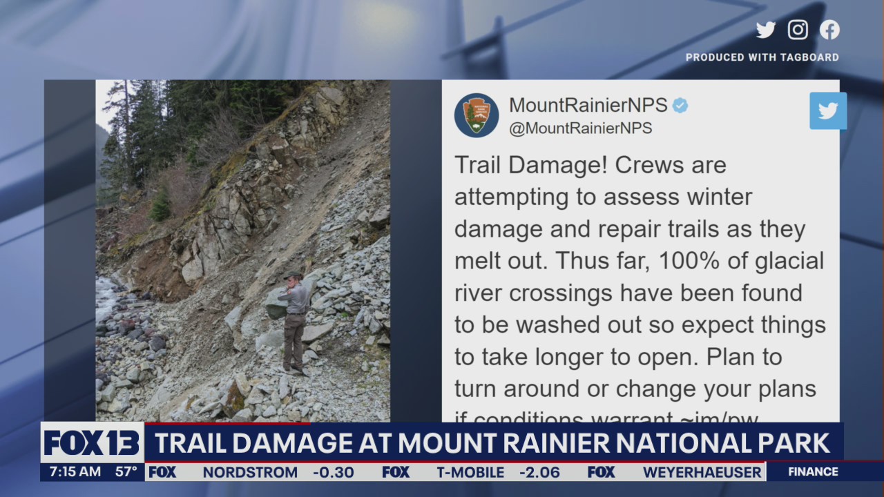 Trail damage at Mount Rainier National Park