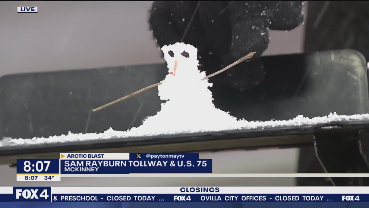 Snow begins falling in DFW Metroplex