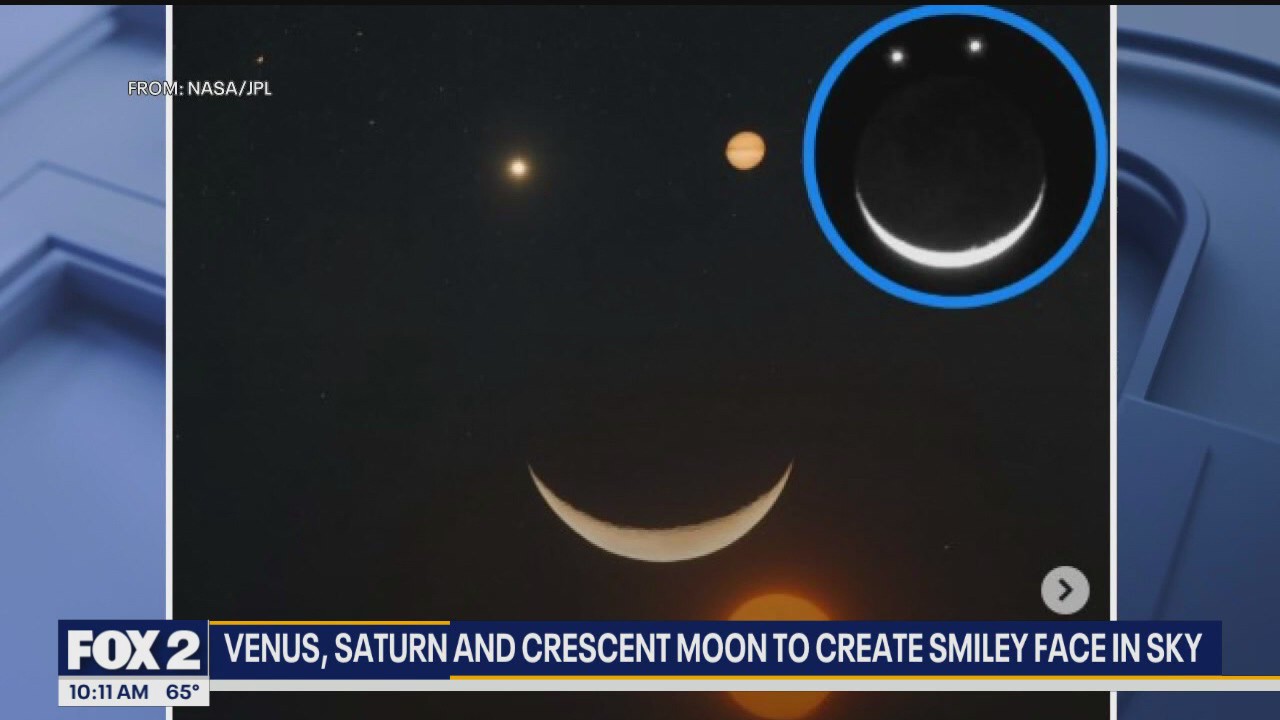 Planets and moon set to make a smiley face in the sky