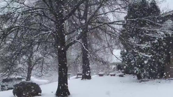 Big snowflakes fall on Easter Sunday in Minnesota