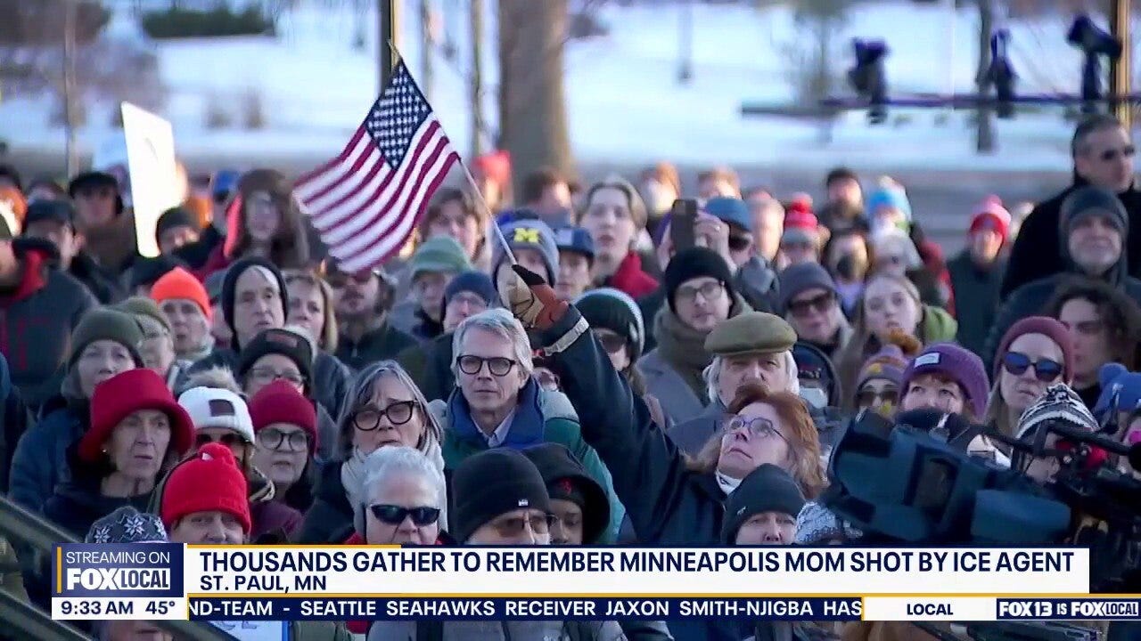 Thousands gather at St. Paul, MN to protest deadly ICE shooting of Renee Good
