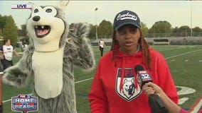 Oak Park and River Forest High School celebrate Orange Friday with flag and varsity football