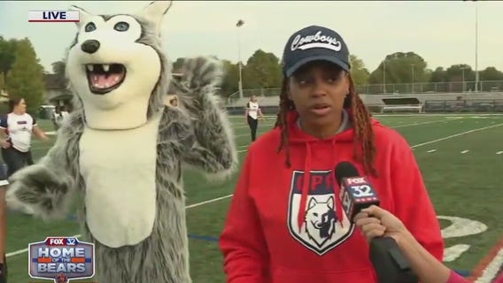 Oak Park and River Forest High School celebrate Orange Friday with flag and varsity football