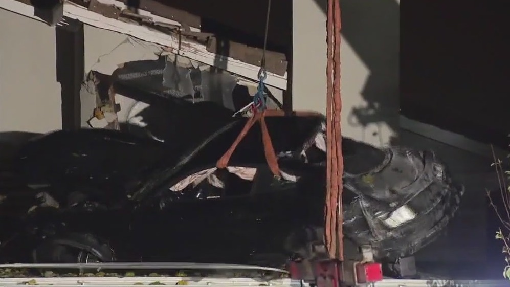 Speeding Car flies into second floor of Chino home