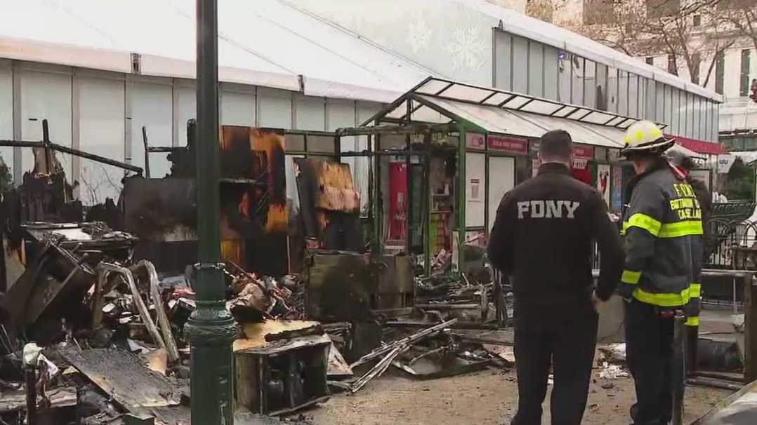 Fire burns kiosks at Bryant Park Winter Village