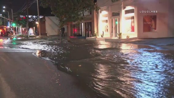 Water main break causes sinkhole in Cahuenga Pass area