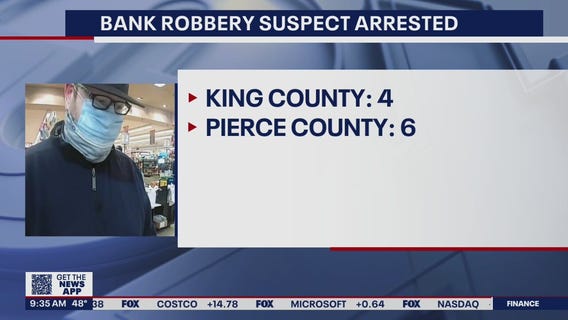 Serial bank robbery suspect arrested minutes after robbing 2 banks in Puyallup